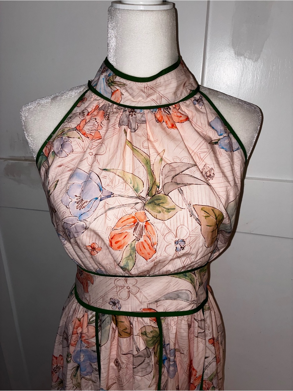 NWT Entro Halter Midi Dress in Blush Pink green, cute! Large